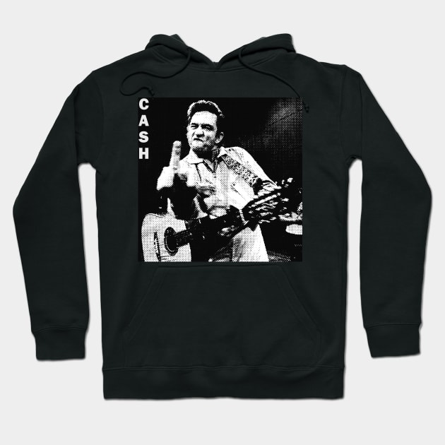 Johnny Cash-Vintage Halftone Hoodie by chanda's